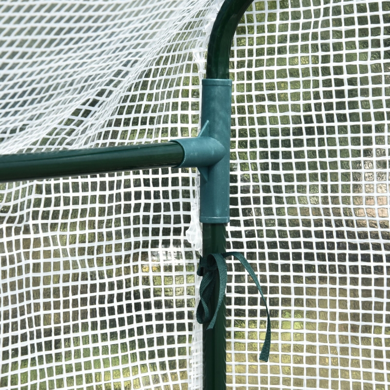 Best Walk In Greenhouse with 2-Tier Shelves, Roll up Zip Panel Door, Garden Polytunnel Steeple Grow House for Outdoor, 6 x 4 x 6ft White - Image 9