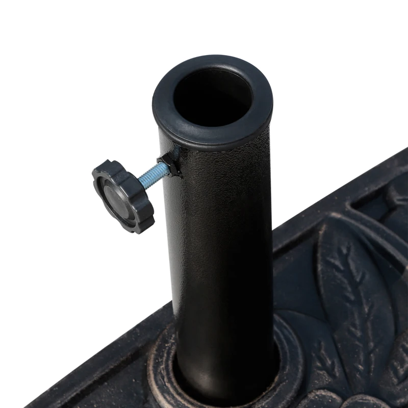 Best 9kg Resin Parasol Base, Half Round Umbrella Stand with Floral Design for Garden, Outdoor, Suitable Umbrella Rod: Φ3.8cm, Φ4.8cm, Bronze Tone - Image 7