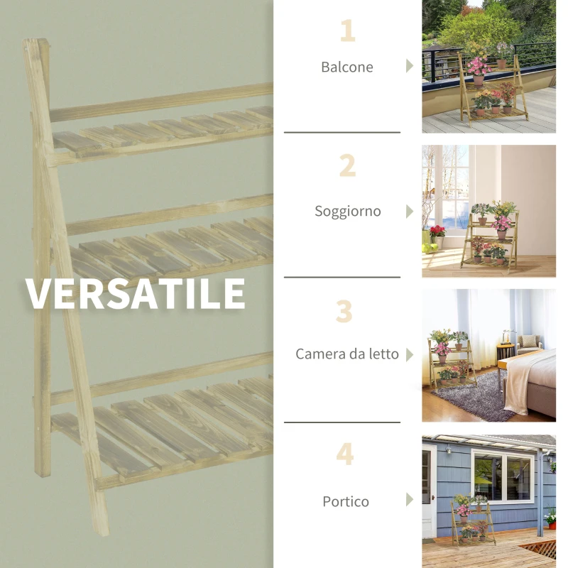 Best Wooden Folding Flower Pot Stand 3 Tier Garden Planter Display Ladder Gardener Storage Shelves Rack Herb Holder (100L x 37W x 93H cm) - Image 7