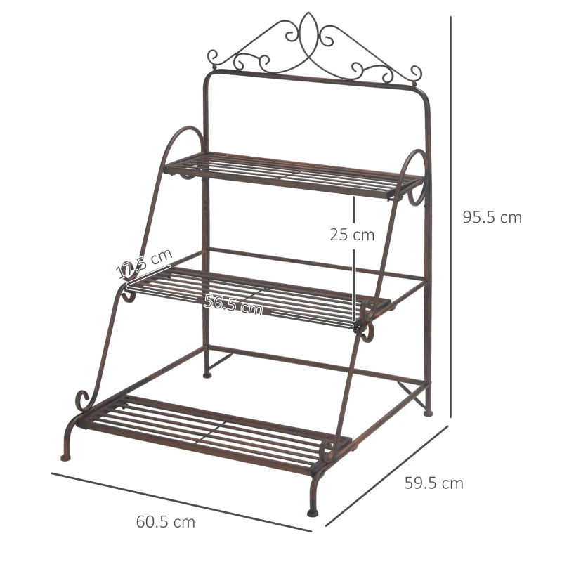 Best 3 Tier Stair Style Metal Plant Stand, Flower Pot Holder Display Shelf, Storage Organizer Rack for Indoor Outdoor Patio Balcony Yard - Image 3