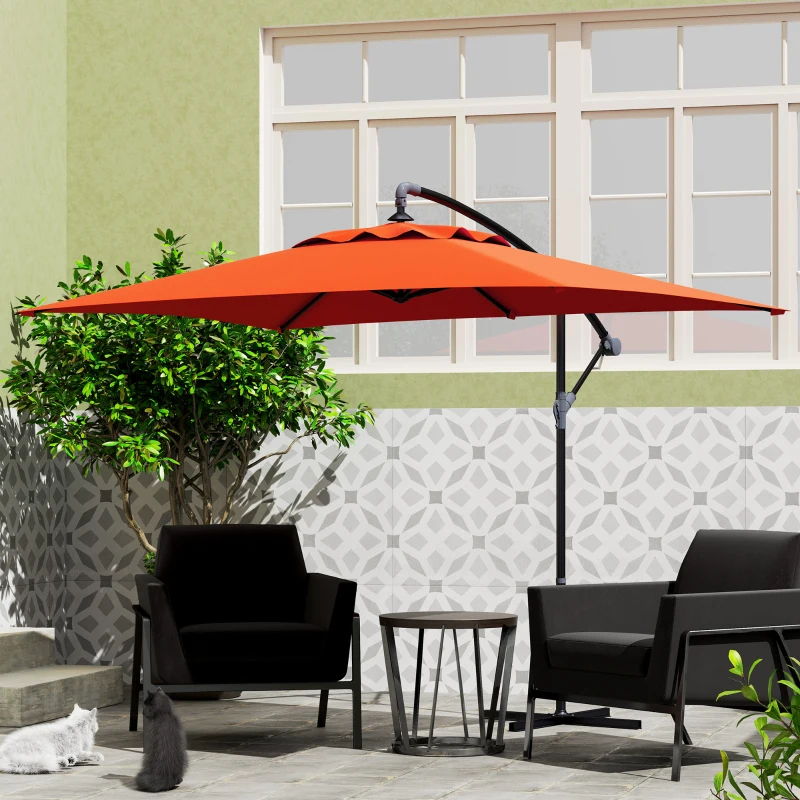 Best 3(m) Cantilever Overhanging Parasol, with Cross Base - Orange - Image 7