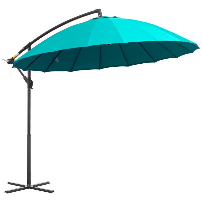 Best 3(m) Cantilever Umbrella 18 Ribs & Vents Adjustable Angle for Patio Green