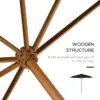 Best 3(m) Garden Parasol, Pulley Operated Patio Umbrella, Wooden Table Market Umbrella with Rope Pulley Mechanism and 8 Ribs, Black - Image 6