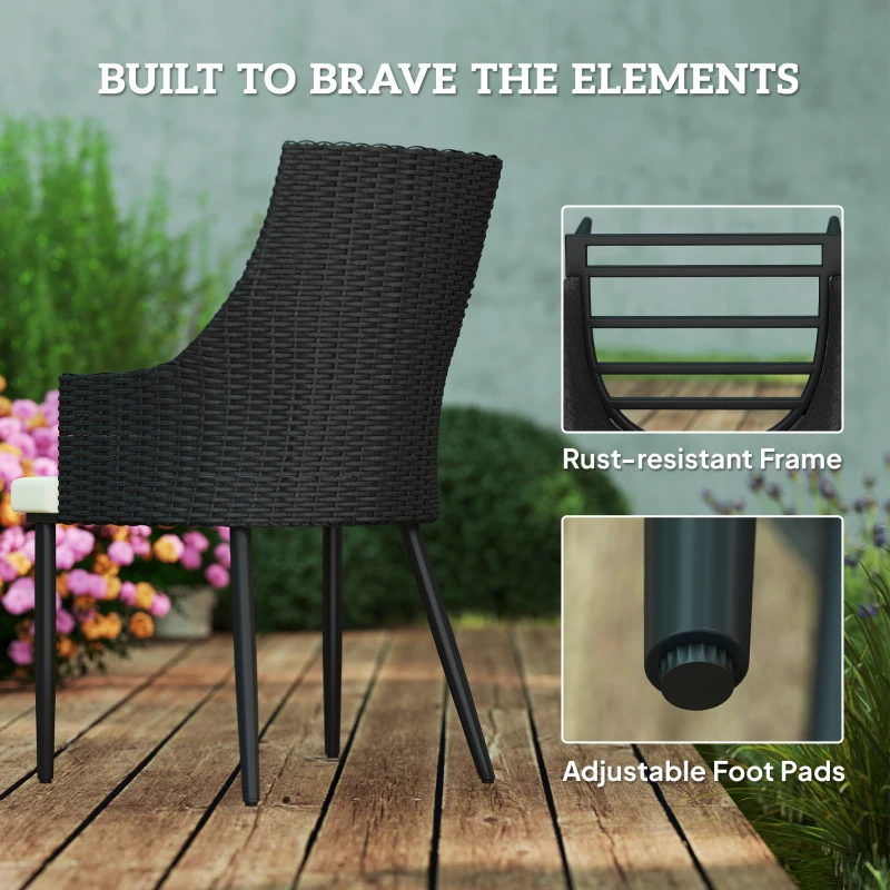 Best 6 Seater Rattan Dining Set with Cushions, Garden Furniture Set with Armchairs, Rectangle Slatted Table Top, Steel Frame, Parasol Hole, Wicker Outdoor Furniture for Patio, Balcony, Cream White - Image 6