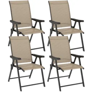 Best Set of Four Folding Outdoor Chairs - Brown/Black