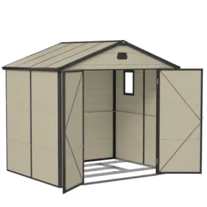 Best 7.9ft x 6.2ft Aluminium Frame and Plastic Wall Shed, with Foundation - Cream White