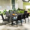 Best 8 Seater Garden Dining Set with Stacking Chairs, Rectangular Tempered Glass Top, Garden Furniture Set, Outdoor Dining Table and Chairs for Patio, Balcony, Poolside, Black - Image 10