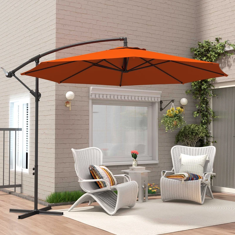 Best 2.45m Overhanging Cantilever Parasol, with Cross Base - Orange - Image 8