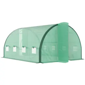 Best 4 x 3(m) Polytunnel Greenhouse, with Windows and Doors - Green
