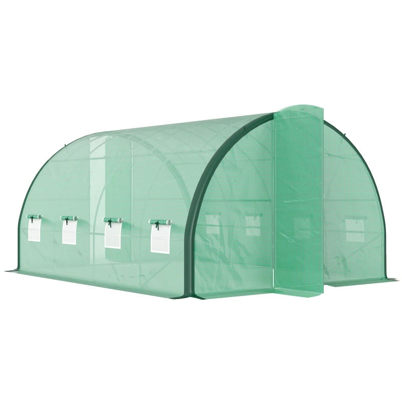 Best 4 x 3(m) Polytunnel Greenhouse, with Windows and Doors - Green