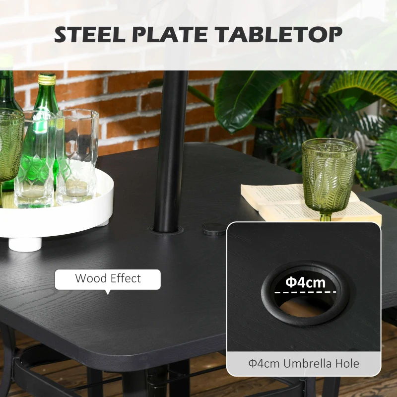 Best Five-Piece Garden Dining Set, with Rattan Seat Chairs and Cushions - Black - Image 5