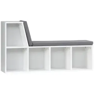 Best Bookcase Storage Shelf with Cushioned Reading Seat, Bookshelf Storage Cabinet for Study Living Room, White