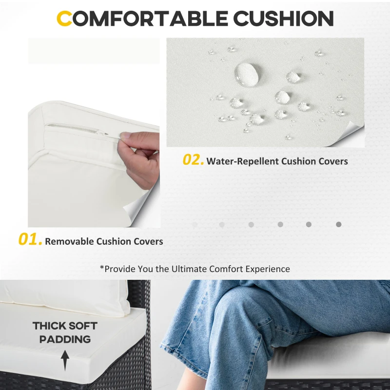 Best 6 Pieces Rattan Garden Furniture Set, 4 Seater Wicker Garden Corner Sofa Set with 2 Storage Tables and Loveseats, Outdoor Conversation Furniture with Cushions for Conservatory, Patio, Black - Image 5