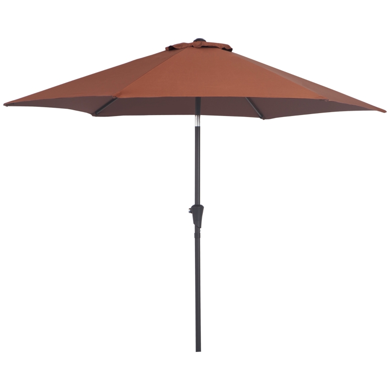 Best 2.6M Garden Parasol Umbrella with Tilt and Crank, Outdoor Sun Parasol Sunshade Shelter with Aluminium Frame, Coffee - Image 11