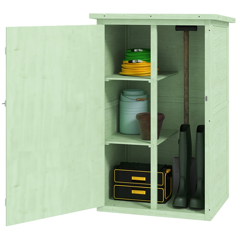 Best Wooden Small Shed, Garden Storage Shed with Shelves and Bolt Latch, 75L x 56W x115H cm, Green - Image 11