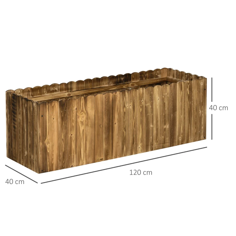 Best 172L Raised Garden Bed, Wooden Rectangle Planter Box, Outdoor Herb Vegetable Flower Pot (120L x 40W x 40H cm) - Image 3