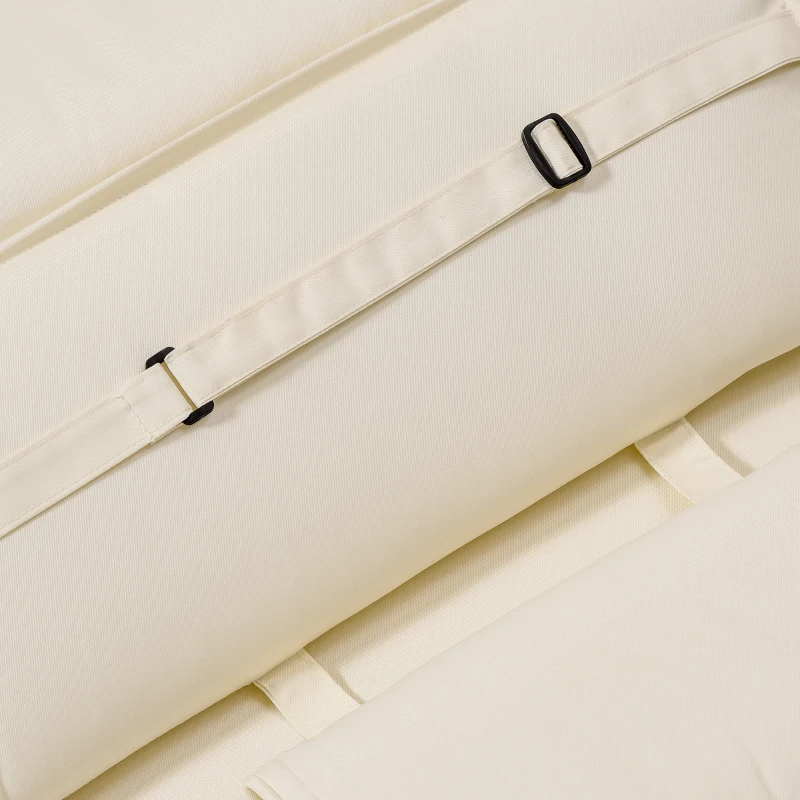 Best Garden Sun Lounger Cushion Replacement Thick Sunbed Reclining Chair Relaxer Pad with Pillow - Cream White - Image 8