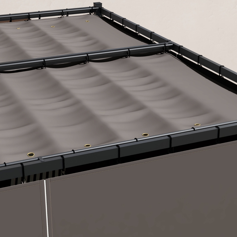 Best 3 x 3m Moving Canopy Metal Pergola, with Curtains - Grey - Image 9