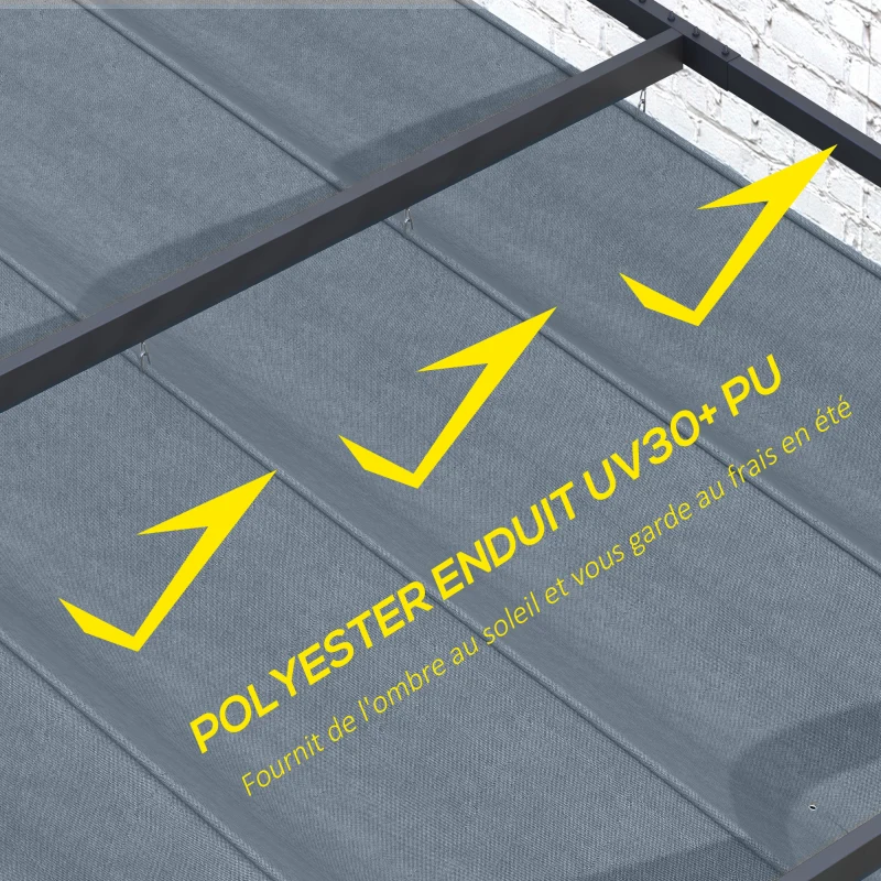 Best Pergola Roof, Retractable Sun Shade Cover for 2.85 x 2m Pergola, UV30+ Protected, Dark Grey - Image 4