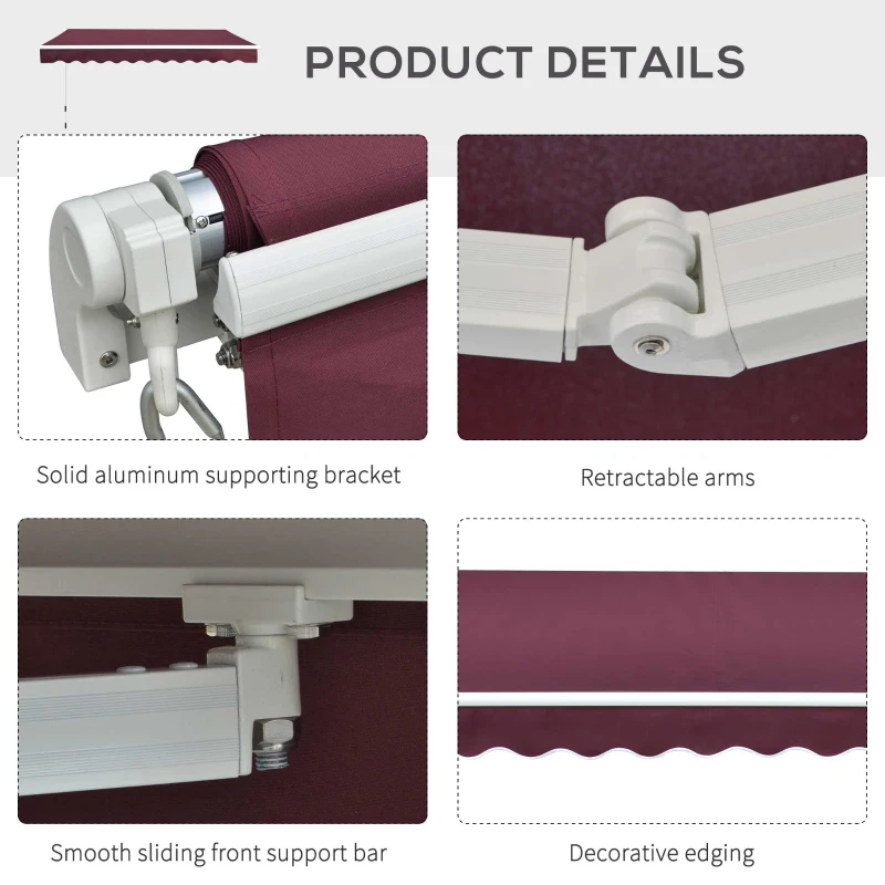 Best Manual Retractable Awning, 3x2.5 m-Red - Image 7
