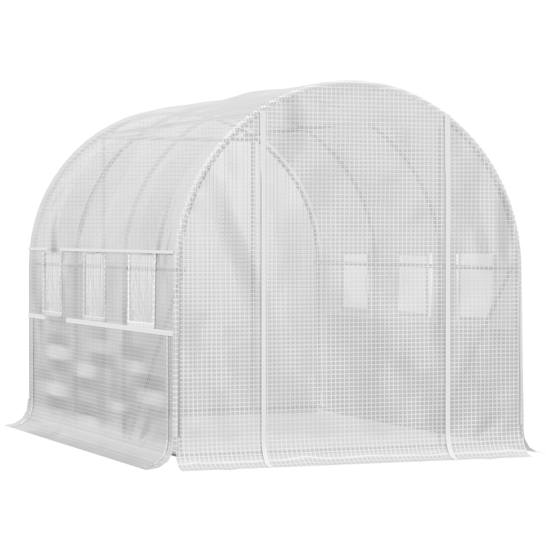 Best Walk-in Polytunnel Greenhouse Green House with Roll-up Sidewalls, UV-resistant PE Cover, 3 x 2 x 2m, White - Image 11