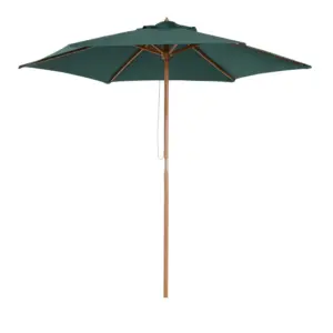 Best 2.5m Wood Garden Parasol Sun Shade Patio Outdoor Wooden Umbrella Canopy Green