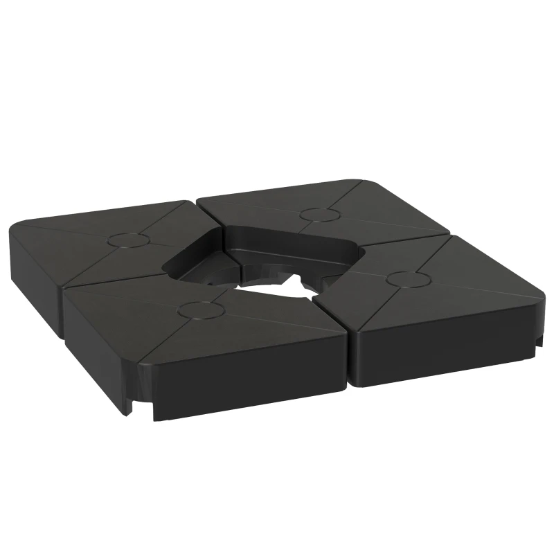 Best Umbrella Weights for Cantilever Parasols, Set of 4 Heavy Duty Parasol Base Weights, 64kg Sand or 55kg Water Filled, Black