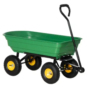 Best 75 Litre Large Garden Cart, Tipping Wheelbarrows Heavy Duty Garden Dump Trolley 200kg Capacity for Festivals, Tools, Plants, Logs - Green