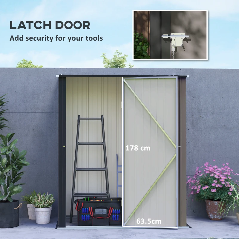 Best 5.3 x 3.1ft Corrugated Steel Garden Shed - Light Grey - Image 5