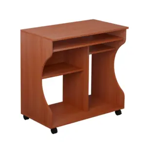 Best Multi-Storage Compact Work Desk, with Wheels - Cherry Wood Colour