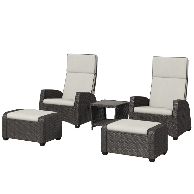 Best 5-Piece Rattan Garden Furniture Set with Cushions - Brown - Image 10