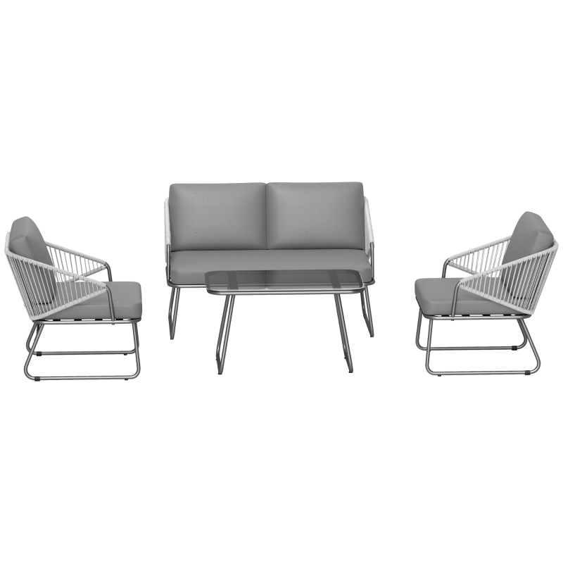 Best Four-Piece Rattan Strong Panel Outdoor Sofa Set - Grey - Image 11