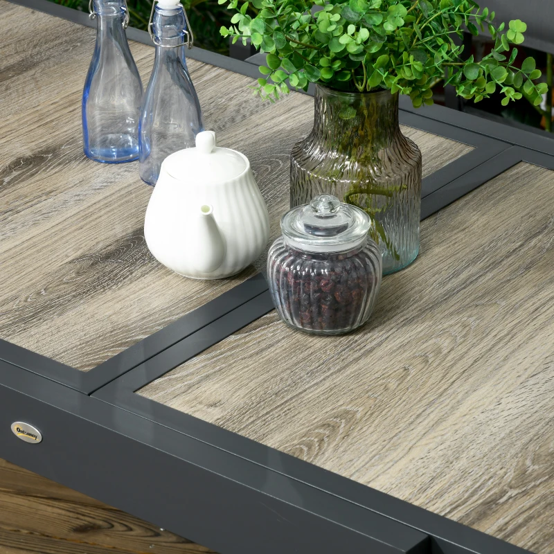 Best Extending Garden Table, Outdoor Dining Table for 6, Aluminium Frame Rectangular Patio Table with Plastic Board Tabletop,80/160L x 80W x 75H cm, Beige - Image 7