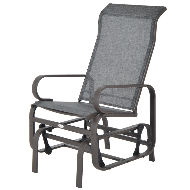 Best Outdoor Gliding Rocking Chair with Sturdy Metal Frame Garden Comfortable Swing Chair, Grey & Brown - Image 11