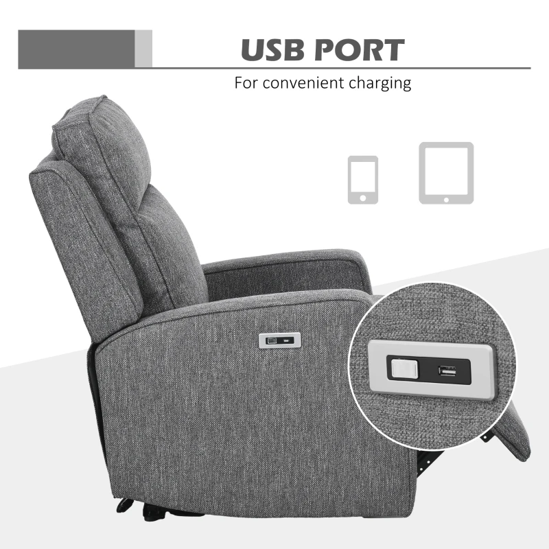 Best 150° Electric Reclining Chair, with USB port and Footrest - Charcoal Grey - Image 7