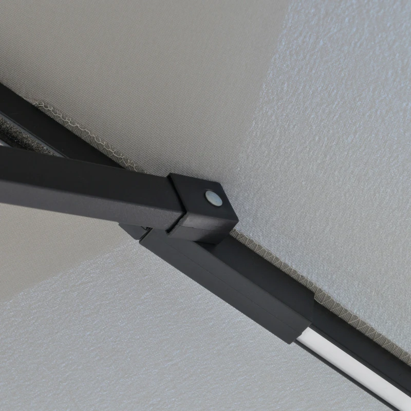 Best 3(m) Cantilever Banana Parasol Hanging Umbrella with Double Roof, LED Solar lights, Crank, 8 Sturdy Ribs and Cross Base for Outdoor, Garden, Patio, Light Grey - Image 7