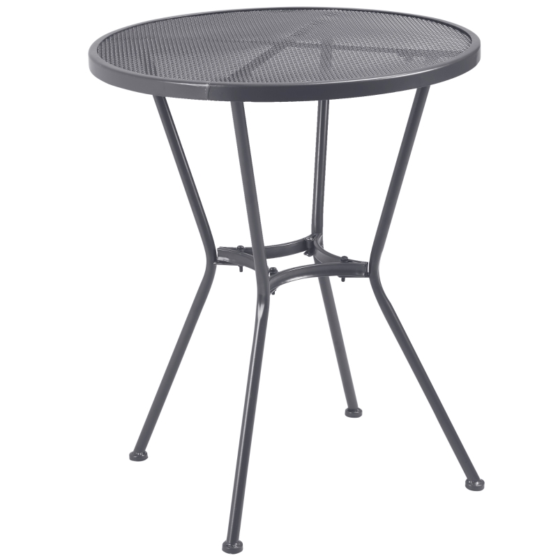 Best 60cm Round Garden Dining Table Metal Outside Bistro Table with Mesh Tabletop for Garden Balcony Deck, Dark grey - Image 11