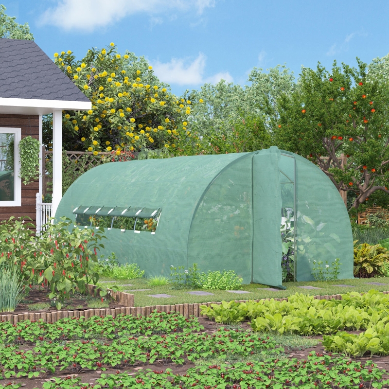 Best Large Polytunnel Walk In Greenhouse, Plant Gardening Tunnel Green House with Metal Hinged Door, Galvanised Steel Frame & Mesh Windows, Green (3 x 6 m) - Image 10