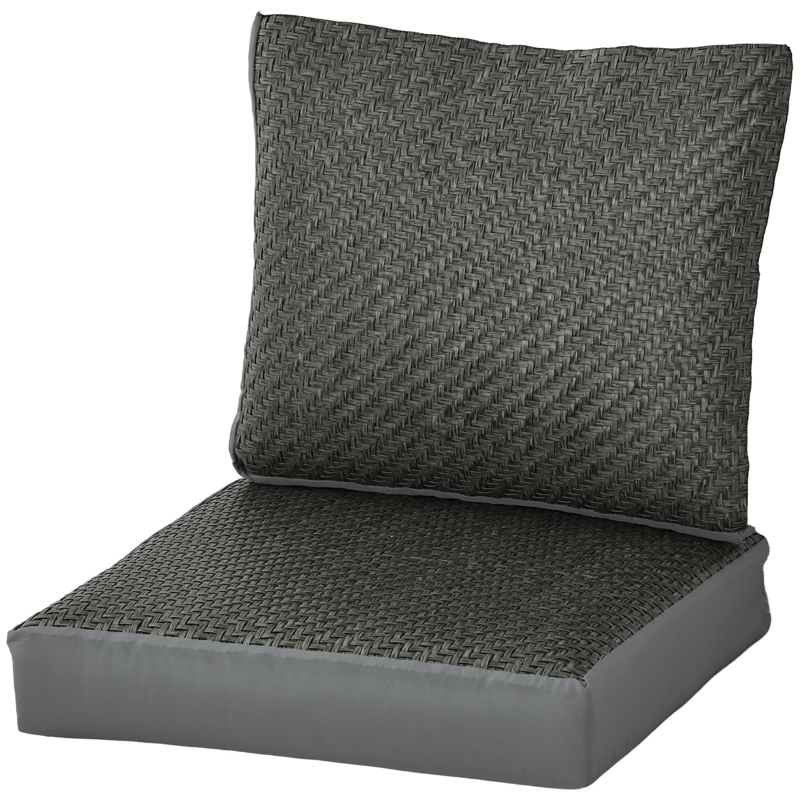 Best 2-Piece Back and Seat Cushion Pillows Replacement, Fabric and PE Rattan Patio Chair Cushions Set, Grey - Image 10