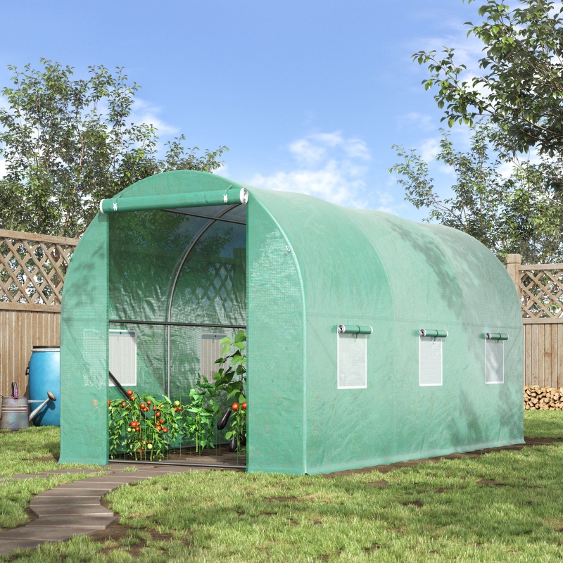 Best 4 x 2 x 2 m Polytunnel Greenhouse with Roll-up Door and 6 Mesh Windows, Walk-in Garden Tunnel Warm House Tent with UV-resistant PE Cover and Galvanised Steel Frame, Green - Image 13