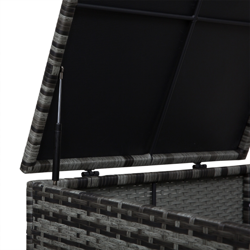 Best 4 Pcs Rattan Wicker Garden Furniture Patio Sofa Storage & Table Set w/ 2 Drawers Coffee Table,Great Cushioned 4 Seats Corner Sofa - Grey - Image 9