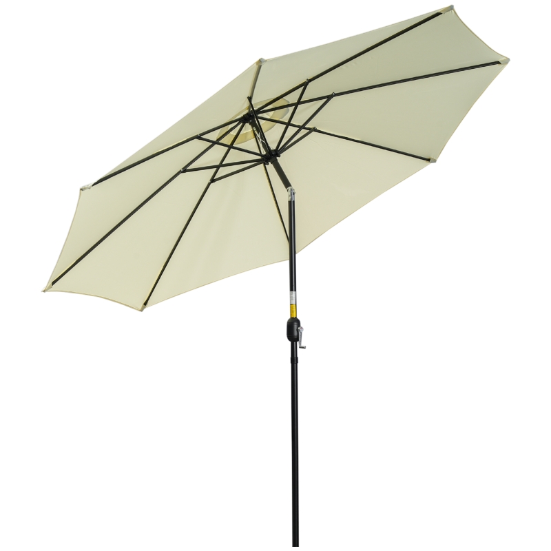 Best 3(m) Tilting Parasol Garden Umbrellas, Outdoor Sun Shade with 8 Ribs, Tilt and Crank Handle for Balcony, Bench, Garden, Beige - Image 11