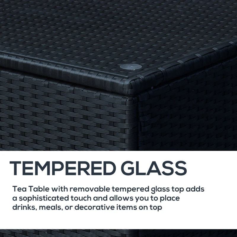 Best PE Wicker Side Table Rattan Garden Furniture with Four Foot Pads, Rust & Mild Weather Damage Resistant, Black - Image 5