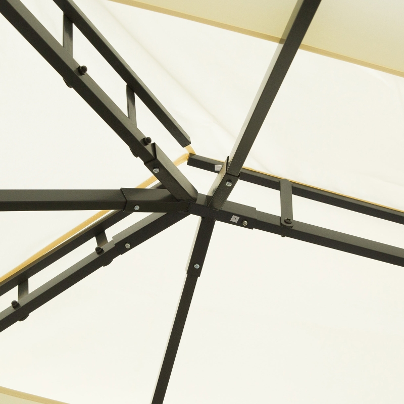 Best 4 x 3 m Aluminum Garden Gazebo, Double Roof Outdoor Gazebo Canopy Shelter with Netting & Curtains for Garden, Lawn, Backyard and Deck, Cream - Image 9