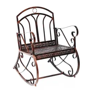 Best Metal Single Chair 1 Seater Garden Outdoor Rocking Chair Vintage Style Bronze