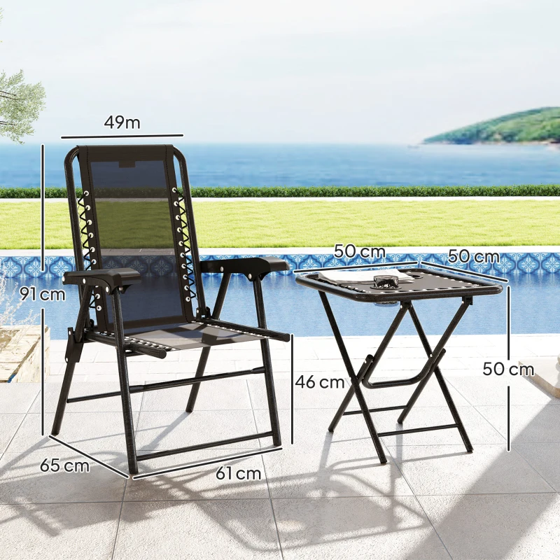 Best Three-Piece Garden Table and Chair Set - Black - Image 3