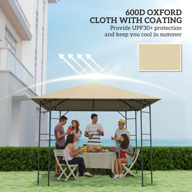 Best 3 x 3(m) Gazebo Canopy Replacement Cover, Garden Gazebo Roof Replacement with Drain Holes, Water Resistant PVC Coating, 370g/㎡, UPF30+, TOP COVER ONLY, Beige - Image 6