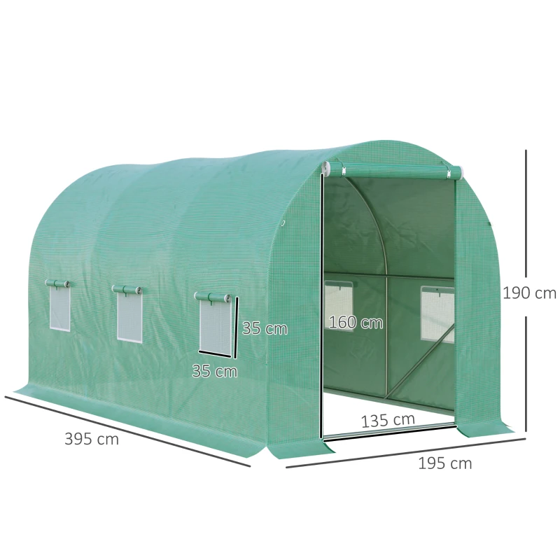 Best 4 x 2 x 2 m Polytunnel Greenhouse with Roll-up Door and 6 Mesh Windows, Walk-in Garden Tunnel Warm House Tent with UV-resistant PE Cover and Galvanised Steel Frame, Green - Image 3