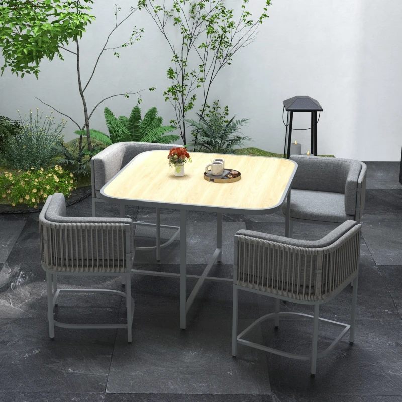 Best 4-Seater Rattan Cube Garden Furniture Set with Cushions - Grey - Image 2