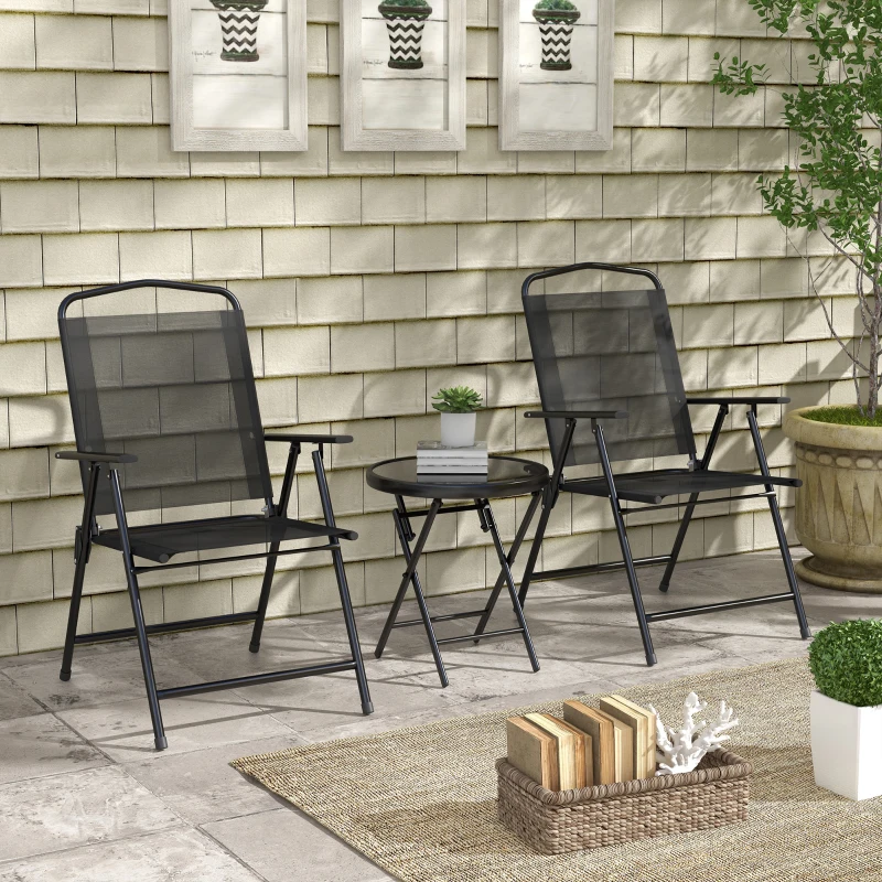 Best Three-Piece Garden Seat Set, with Glass-Top Table - Black - Image 2